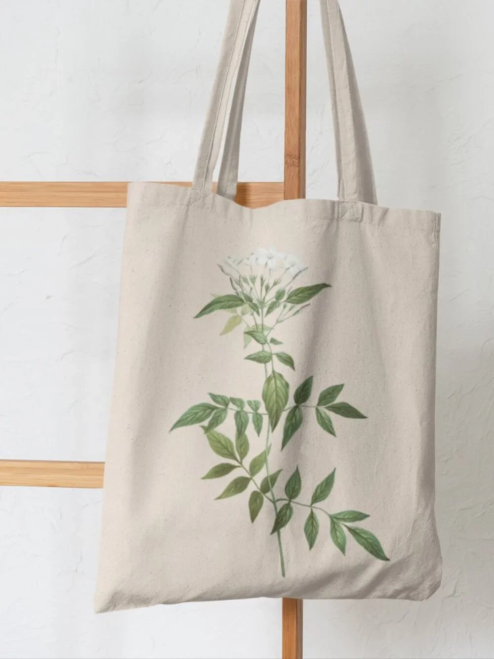 Jasmine Vintage Floral Print Graphic Canvas Tote Bag